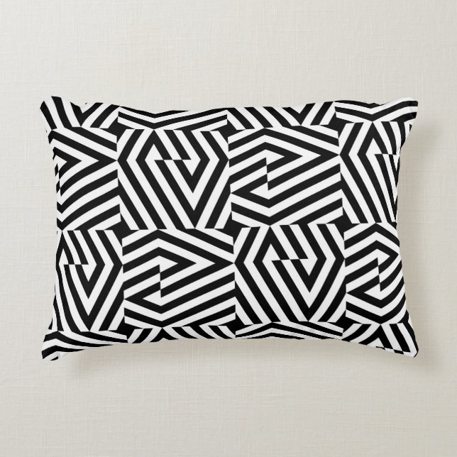 Seamless texture with oblique black bandsgeometric decorative cushion (Front)