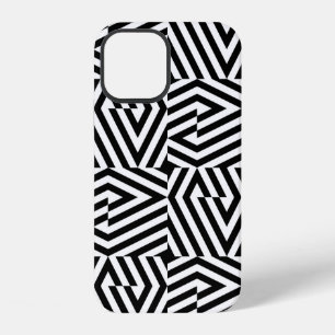 Seamless texture with oblique black bandsgeometric iPhone 12 case