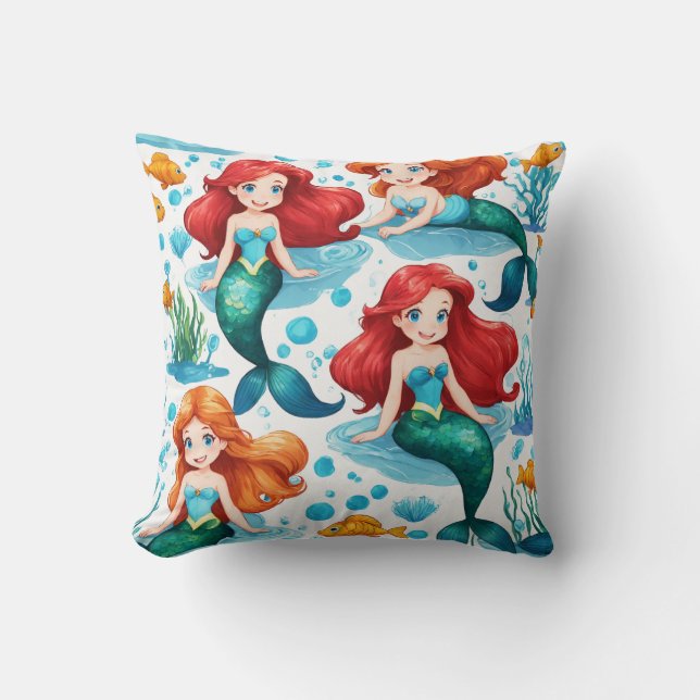Seamless "The Little Mermaid" Design on White Back Cushion (Front)