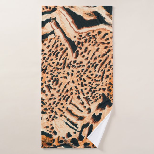 Seamless tiger, leopard and jaguar. Seamless textu Bath Towel (Bath Towel)