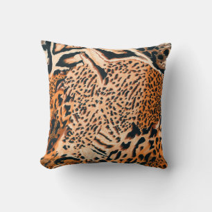 Seamless tiger, leopard and jaguar. Seamless textu Cushion