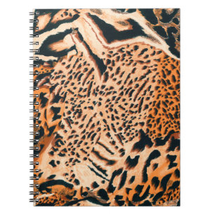 Seamless tiger, leopard and jaguar. Seamless textu Notebook