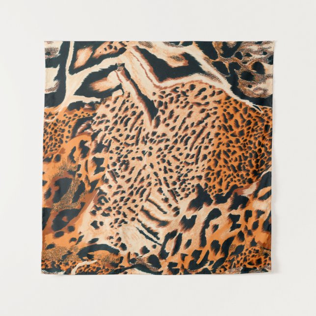 Seamless tiger, leopard and jaguar. Seamless textu Tapestry (Front)