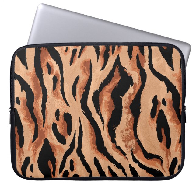 seamless tiger, leopard skin pattern laptop sleeve (Front)