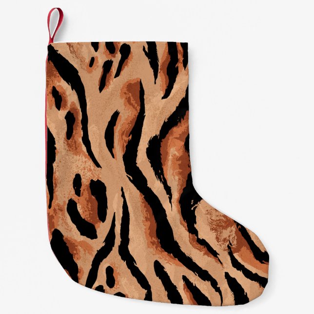 seamless tiger, leopard skin pattern small christmas stocking (Front)