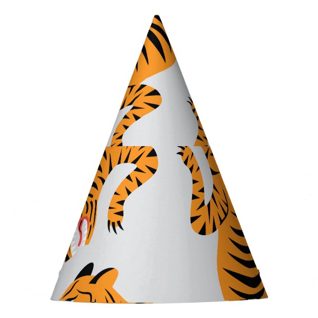 Seamless tiger pattern, wildlife theme. party hat (Front)
