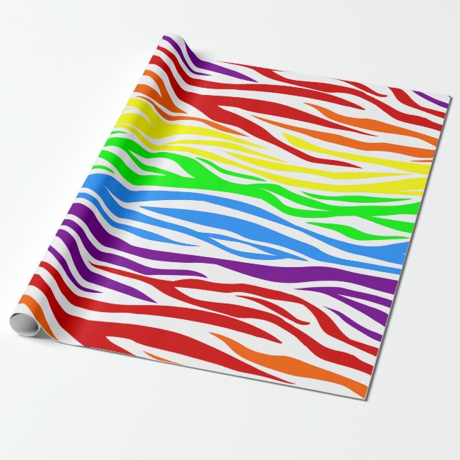 Seamless Tiger Rainbow animal print Wrapping Paper (Unrolled)