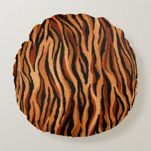 seamless tiger skin pattern. hand drawn round cushion