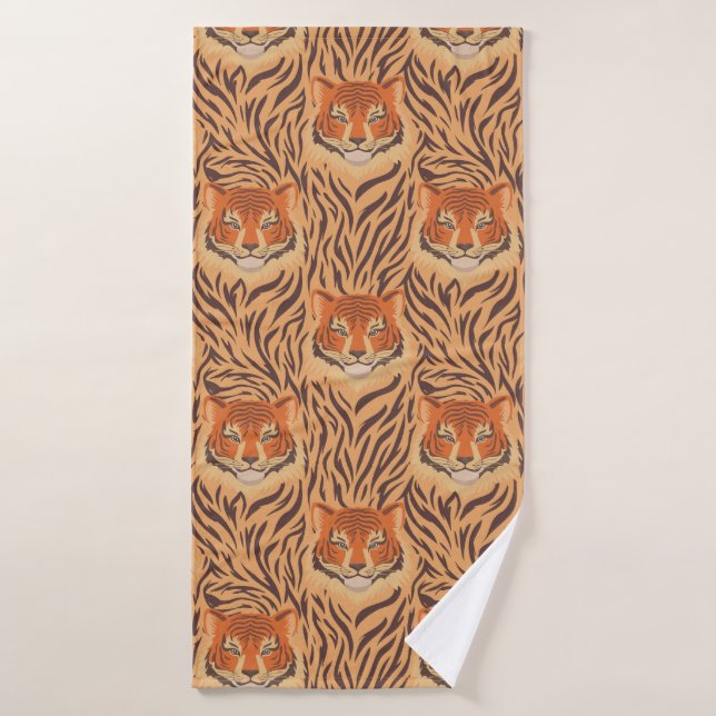 Seamless tiger stripe pattern bath towel set (Bath Towel)