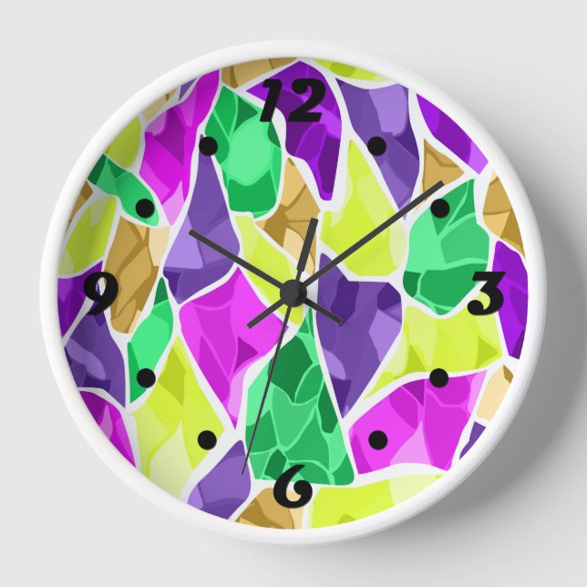 Seamless tile mosaic kaleidoscope abstract modern clock (Front)