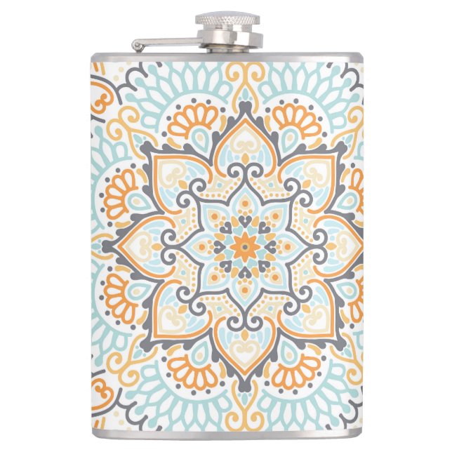 Seamless tile pattern: decorative, versatile desig hip flask (Front)