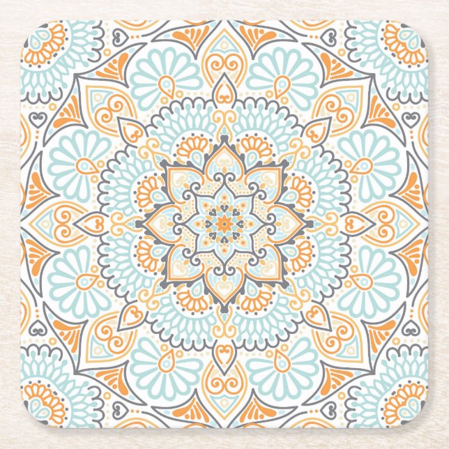 Seamless tile pattern: decorative, versatile desig square paper coaster (Front)