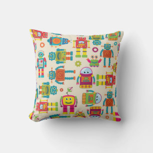 Seamless Tileable Background Pattern with Cute Rob Cushion