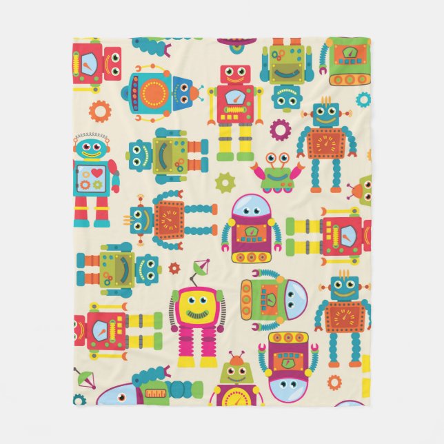 Seamless Tileable Background Pattern with Cute Rob Fleece Blanket (Front)