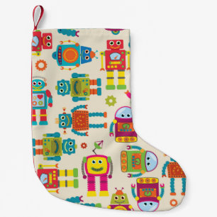 Seamless Tileable Background Pattern with Cute Rob Small Christmas Stocking
