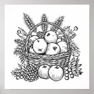 Seamless Tiling Coloring Art: Cottagecore Cozy Poster