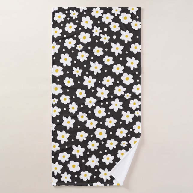 Seamless tiny daisy vintage pattern background bath towel (Bath Towel)