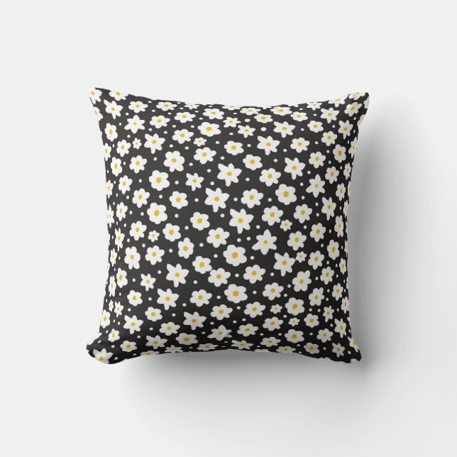 Seamless tiny daisy vintage pattern background cushion (Front)
