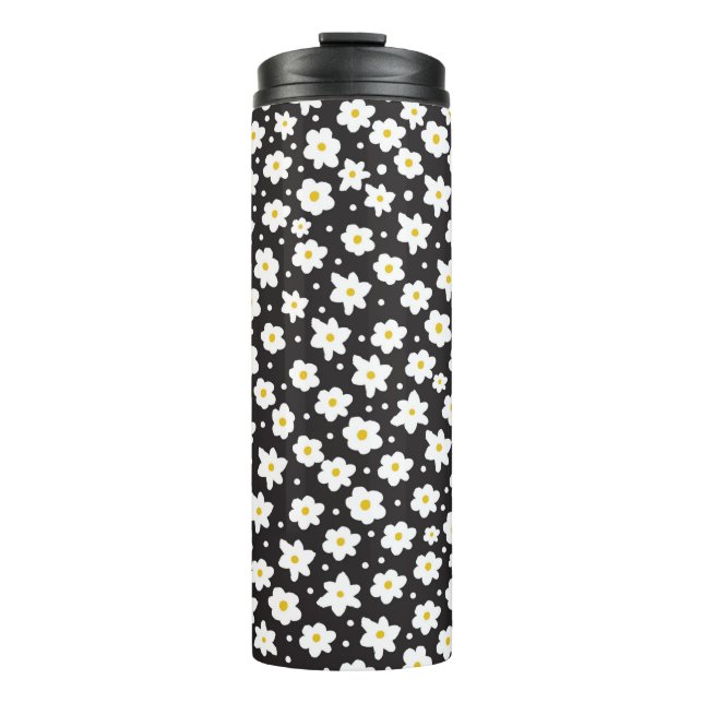Seamless tiny daisy vintage pattern background thermal tumbler (Front)