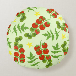 Seamless tomato pattern. Vegetable print. Vintage Round Cushion