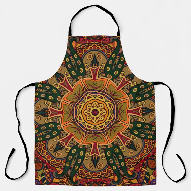 Seamless tracery tile mehndi design. Ethnic orname Apron (Front)