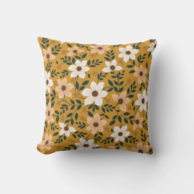 seamless traditional flower pattern on muster cushion (Front)