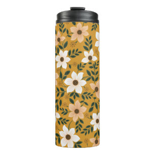 seamless traditional flower pattern on muster thermal tumbler