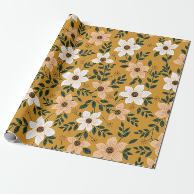 seamless traditional flower pattern on muster wrapping paper (Unrolled)
