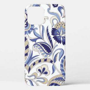 Seamless traditional Indian blue paisley patternpa iPhone 12 Case
