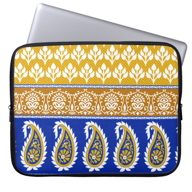 Seamless traditional indian paisley border laptop sleeve (Front)