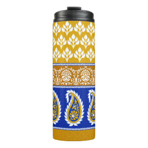 Seamless traditional indian paisley border thermal tumbler