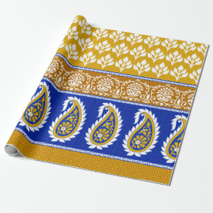 Seamless traditional indian paisley border wrapping paper