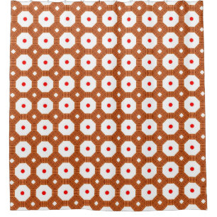 Seamless Traditional Moroccan brown, white and red Shower Curtain