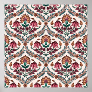Seamless Traditional Mughalart,pattern,floral,flow Poster