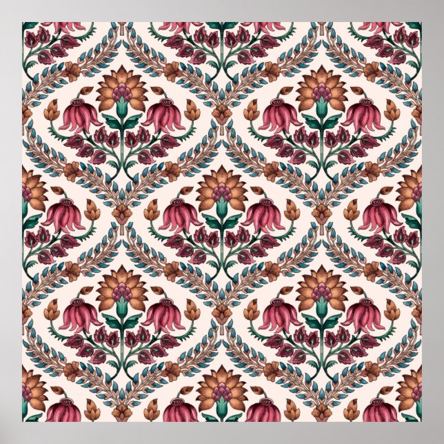 Seamless Traditional Mughalart,pattern,floral,flow Poster (Front)