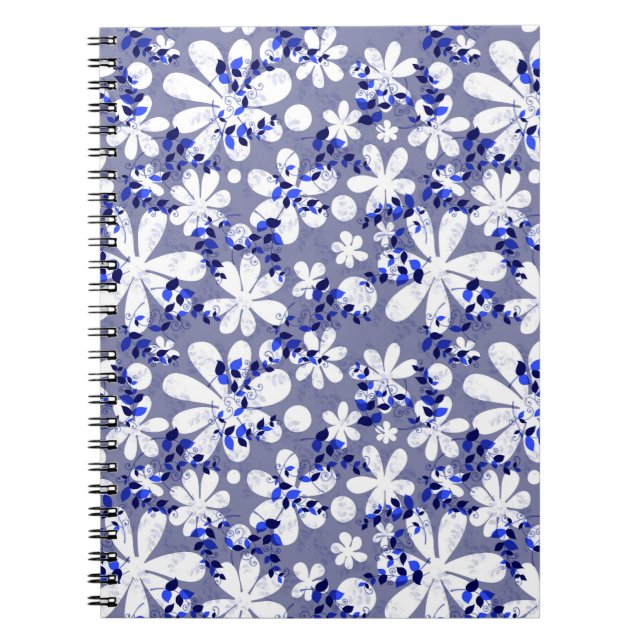 Seamless traditional ornament indigo pattern notebook (Front)
