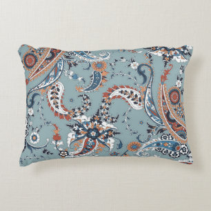 Seamless trendy background with paisley in Indian Decorative Cushion