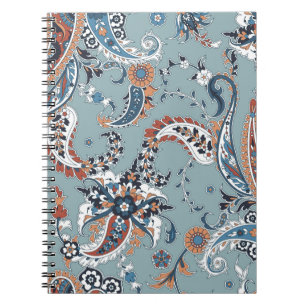 Seamless trendy background with paisley in Indian Notebook