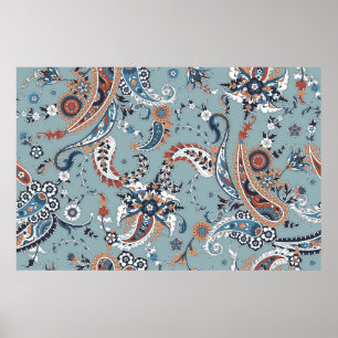 Seamless trendy background with paisley in Indian  Poster
