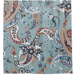 Seamless trendy background with paisley in Indian Shower Curtain