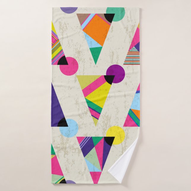 seamless triangle pattern background, hipster retr bath towel (Bath Towel)