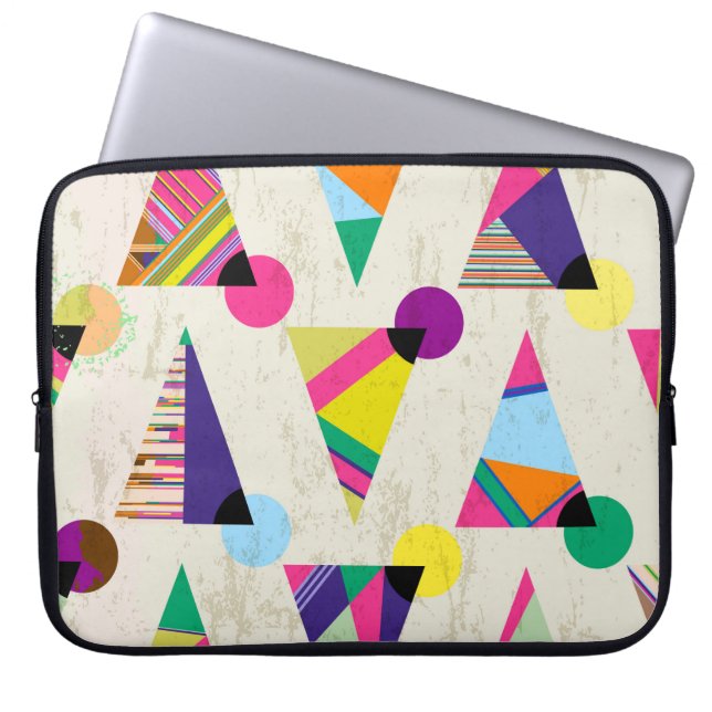 seamless triangle pattern background, hipster retr laptop sleeve (Front)