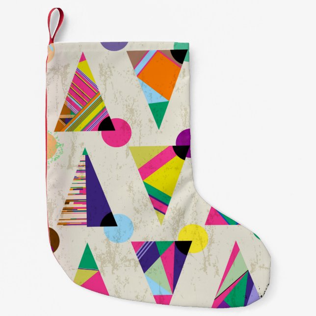 seamless triangle pattern background, hipster retr small christmas stocking (Front)