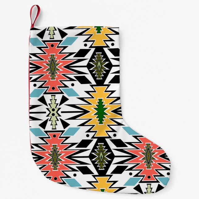 Seamless tribal african ornamental pattern backgro small christmas stocking (Front)