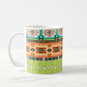 Seamless tribal pattern with geometric elements an coffee mug