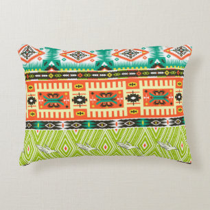 Seamless tribal pattern with geometric elements an decorative cushion