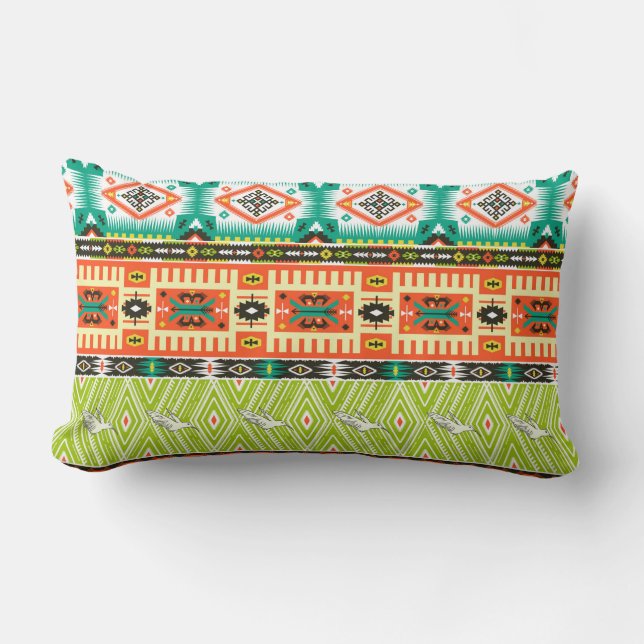 Seamless tribal pattern with geometric elements an lumbar cushion (Front)