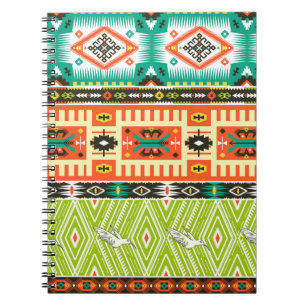 Seamless tribal pattern with geometric elements an notebook