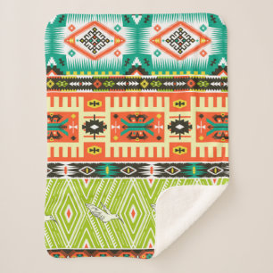 Seamless tribal pattern with geometric elements an sherpa blanket