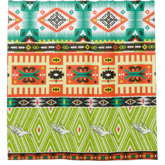 Seamless tribal pattern with geometric elements an shower curtain